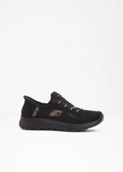 Wsuwane sneakersy marki Skechers z pianką z pamięcią kształtu. Czarne obuwie sportowe bonprix, bez zapięcia. Za 349.99 zł.