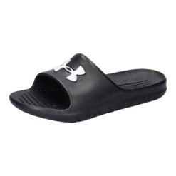 KLAPKI UNDER ARMOUR 3021286-001 czarne na basen lato lekkie sportowe 37,5. Czarne klapki Under Armour, bez wzorów, z materiału, bez obcasa, na płaskiej podeszwie. Za 99.00 zł.