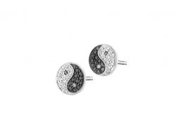 Kolczyki z białego złota z diamentami - yin yang - 0,16 ct - próba 585. Białe kolczyki Apart, z diamentem, złote. Za 2,090.00 zł.