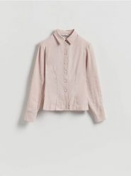 Koszula z modalu - pastelowy róż. Czerwone koszule Reserved, l, bez wzorów, bez kołnierzyka, bez ramiączek. Za 139.99 zł.