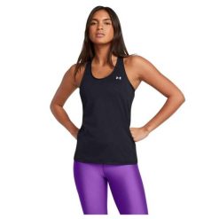 Top damski Under Armour Tech Mesh Racer Tank. Czarne topy Under Armour, xs, bez wzorów, z meshu, bez kołnierzyka, bez ramiączek. Za 90.99 zł.