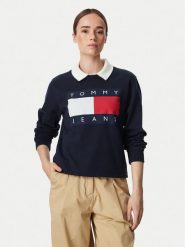 Tommy Jeans Bluza Flag DW0DW23906 Granatowy Regular Fit. Niebieskie bluzy Tommy Jeans, l, bez wzorów, z bawełny, bez kaptura. Za 409.99 zł.