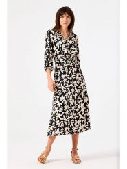 Garcia Sukienka w kolorze czarno-kremowym rozmiar: M. Brązowe sukienki Garcia, m, bez wzorów, z wiskozy, bez kołnierzyka, bez ramiączek, midi. Za 139.54 zł.