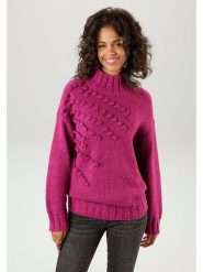 Aniston Sweter w kolorze jagodowym rozmiar: 46. Czerwone swetry Aniston, bez wzorów, bez ramiączek. Za 105.14 zł.