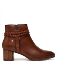 Pikolinos Botki W1Z-8521 Brązowy. Brązowe botki Pikolinos, bez wzorów, ze skóry, bez obcasa, na słupku, bez zapięcia. Za 709.99 zł.