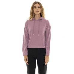 Bluza z kaptur na co dzień na siłownię. Fioletowe bluzy LEONE 1947 APPAREL, bez wzorów, z lycry, bez kaptura. W wyprzedaży za 124.24 zł.