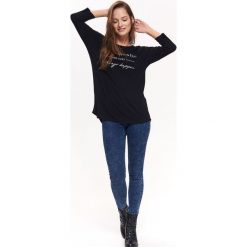 T-SHIRT DAMSKI, Z NADRUKIEM. Czarne t-shirty TROLL, l, bez wzorów, z dzianiny, bez kołnierzyka, bez ramiączek. W wyprzedaży za 24.99 zł.