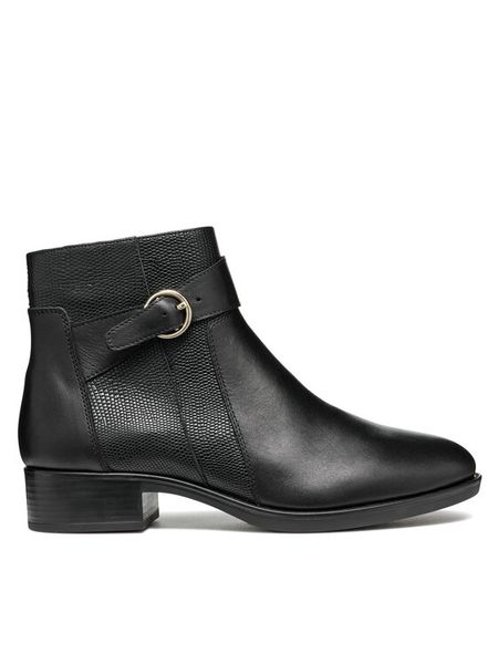 Geox Botki D Felicity D46G1A 04304 C9997 Czarny. Czarne botki Geox, bez wzorów, ze skóry, bez obcasa, na płaskiej podeszwie, bez zapięcia. Za 529.99 zł.