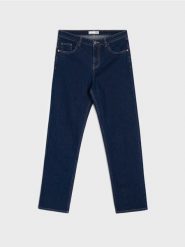 Jeansy straight leg z efektem sprania - niebieski. Niebieskie jeansy Sinsay, bez wzorów. Za 69.99 zł.