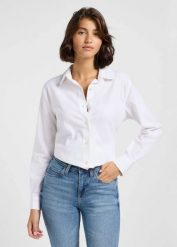 DAMSKA KOSZULA LEE POCKETLESS SHIRT BRIGHT WHITE 112363627. Białe koszule Lee, s, bez wzorów, bez kołnierzyka, bez ramiączek. Za 179.00 zł.