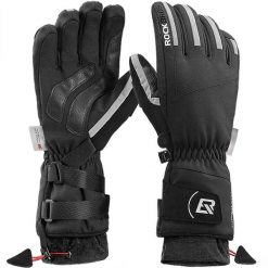 Rękawiczki rowerowe długie dla dorosłych zimowe Rockbros S241 z membraną. Czarne rękawiczki ROCKBROS, bez wzorów, sportowe. Za 169.00 zł.