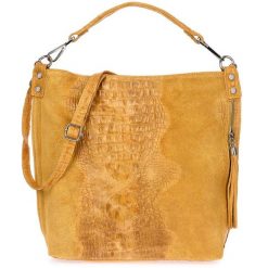 Shopperka skórzana BELTIMORE W10 musztardowa. Shopper bez wzorów, ze skóry, bez dodatków. Za 241.99 zł.