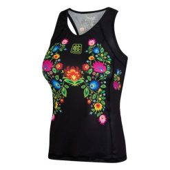 Koszulka sportowa damska bez rękawów Tank top EXTREME HOBBY FOLK. Czarne koszulki sportowe EXTREME HOBBY, bez wzorów, z elastanu, bez ramiączek, na fitness i siłownię. Za 139.00 zł.