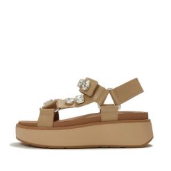 Damskie sandały na koturnie FitFlop Gen-FF Max Ultra-Jewel. Brązowe sandały FIT FLOP, bez wzorów, z bawełny, eleganckie, bez obcasa, na koturnie, bez zapięcia. Za 863.00 zł.