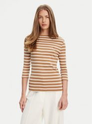 Tommy Hilfiger Bluzka New Cody WW0WW40589 Brązowy Slim Fit. Brązowe bluzki TOMMY HILFIGER, l, bez wzorów, z bawełny, bez kołnierzyka, bez ramiączek. Za 169.99 zł.