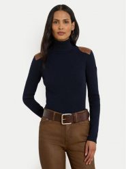 LAUREN RALPH LAUREN Golf 200951386008 Granatowy Slim Fit. Niebieskie golfy Lauren Ralph Lauren, l, bez wzorów, z bawełny, bez ramiączek. Za 739.99 zł.