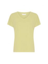 MOSS COPENHAGEN Koszulka "Fenya" w kolorze jasnożółtym rozmiar: M/L. Żółte bluzki Moss Copenhagen, l, bez wzorów, bez kołnierzyka, bez ramiączek. Za 105.63 zł.