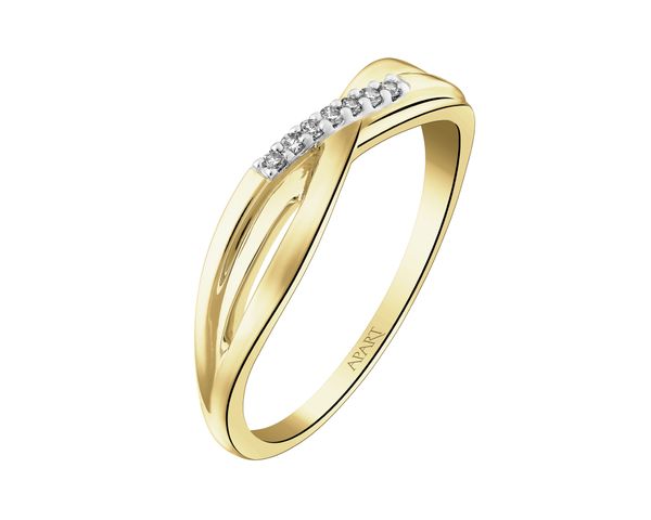 Pierścionek z żółtego złota z diamentami - 0,03 ct - próba 375. Żółte pierścionki Apart, z diamentem, złote. W wyprzedaży za 973.00 zł.