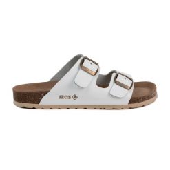 Sandały ergonomiczne DURTAL W ze skóry z podeszwą EVA i możliwością dopasowania. Białe sandały Izas, bez wzorów, ze skóry, street, bez obcasa, bez zapięcia. Za 265.17 zł.