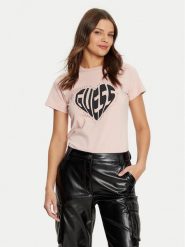 Guess T-Shirt V5RI08 J1314 Różowy Slim Fit. Czerwone t-shirty Guess, s, z aplikacjami, z bawełny, bez kołnierzyka, bez ramiączek. Za 129.99 zł.