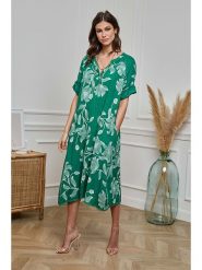 Plume Lniana sukienka w kolorze zielonym rozmiar: L. Zielone sukienki Plume, l, bez wzorów, ze lnu, bez kołnierzyka, bez ramiączek, midi. Za 227.85 zł.