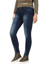 Timezone Dżinsy "Aleena" - Skinny fit - w kolorze granatowym rozmiar: W32/L32. Niebieskie jeansy Timezone, l, z aplikacjami. Za 87.81 zł.