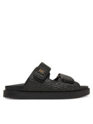 Tommy Hilfiger Klapki DOUBLE STRAP RAFFIA FW0FW08940 Czarny. Czarne klapki TOMMY HILFIGER, bez wzorów, z tworzywa sztucznego, bez obcasa. Za 399.99 zł.