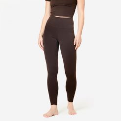 Legginsy do jogi i pilatesu Breathe. Brązowe legginsy DOMYOS, xl, bez wzorów, z elastanu. Za 109.99 zł.