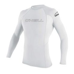 Koszulka ONEILL BASIC SKINS L/S RASH GUARD. Białe bluzki O'Neill, l, bez wzorów, sportowe, bez kołnierzyka, bez ramiączek. Za 194.50 zł.
