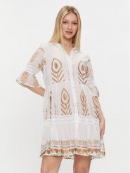 Iconique Sukienka letnia Rachel IC24-021 Biały Regular Fit. Białe sukienki Iconique, na lato, m, bez wzorów, z bawełny, bez kołnierzyka, bez ramiączek. Za 229.99 zł.