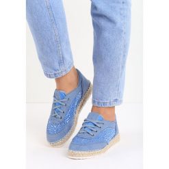 Niebieskie Espadryle Helsy. Niebieskie espadryle Born2be, bez wzorów, bez obcasa, na płaskiej podeszwie, bez zapięcia. Za 29.99 zł.