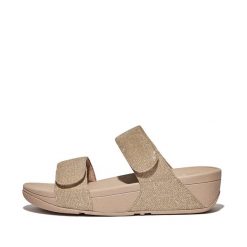 Kobiece klapki na koturnie FitFlop Lulu Adjustable. Brązowe klapki FIT FLOP, bez wzorów, z materiału, bez obcasa, na koturnie. Za 510.00 zł.
