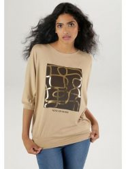 Aniston Bluzka w kolorze beżowym rozmiar: 40. Brązowe bluzki Aniston, bez wzorów, z wiskozy, bez kołnierzyka, bez ramiączek. Za 56.99 zł.