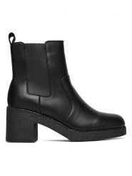 DKNY Botki Teenie Platform BO K4500741 Czarny. Czarne botki DKNY, bez wzorów, ze skóry, bez obcasa, na słupku, bez zapięcia. Za 879.99 zł.