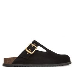 Klapki Gino Rossi. Czarne klapki Gino Rossi, bez wzorów, bez obcasa. Za 329.99 zł.