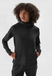 Bluza treningowa damska sportowa rozpinana szybkoschnąca. Czarne bluzy 4f, l, bez wzorów, z elastanu, bez kaptura. Za 239.99 zł.
