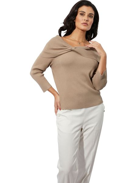 Creation L Sweter w kolorze beżowym rozmiar: 44. Brązowe swetry creation L, l, bez wzorów, bez ramiączek. Za 86.45 zł.