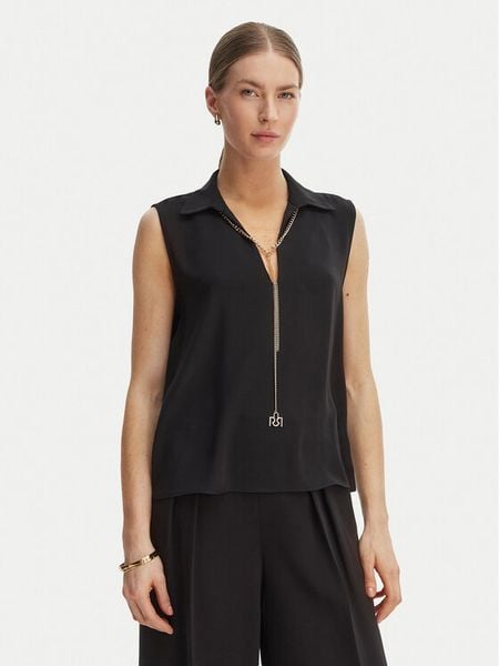 Rinascimento Bluzka CFC0127446003 Czarny Regular Fit. Czarne bluzki Rinascimento, m, bez wzorów, z syntetyku, bez kołnierzyka, bez ramiączek. Za 172.99 zł.