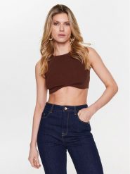Patrizia Pepe Top 8K0110/K082-B754 Brązowy Slim Fit. Brązowe topy Patrizia Pepe, bez wzorów, z wiskozy, bez kołnierzyka, bez ramiączek. Za 359.99 zł.