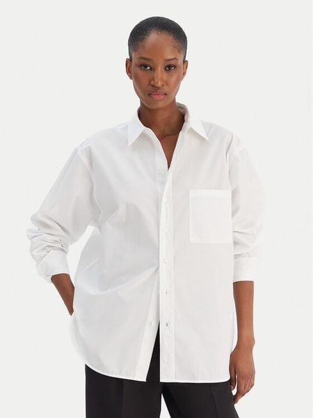 BOSS Koszula Saturday 50543800 Biały Oversize. Białe koszule Boss, bez wzorów, z bawełny, biznesowe, bez kołnierzyka, bez ramiączek. Za 799.99 zł.