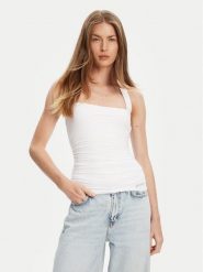 Guess Top W5YP28 KACM2 Biały Regular Fit. Białe topy Guess, l, z aplikacjami, bez kołnierzyka, bez ramiączek. Za 179.99 zł.