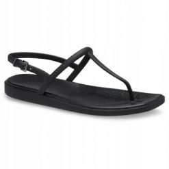 Japonki Dla Dorosłych Crocs Miami Thong Flip. Czarne klapki Crocs, bez wzorów, z materiału, bez obcasa. Za 199.99 zł.