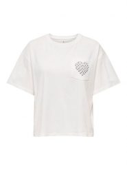 ONLY Koszulka "Terza" w kolorze białym rozmiar: M. Białe bluzki Only, m, bez wzorów, z bawełny, bez kołnierzyka, bez ramiączek. Za 66.47 zł.