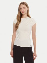 Calvin Klein T-Shirt LV047B275G Écru Slim Fit. T-shirty Calvin Klein, xs, bez wzorów, bez kołnierzyka, bez ramiączek. Za 259.99 zł.
