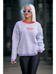 MADMEXT Sweter w kolorze lawendowo-białym rozmiar: L. Różowe swetry MADMEXT, l, bez wzorów, z bawełny, bez ramiączek. Za 100.99 zł.