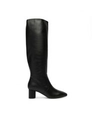 Pollini Kozaki SA26055M0NTC0000 Czarny. Czarne kozaki Pollini, ze skóry, bez obcasa, na słupku, bez zapięcia. Za 2,799.00 zł.
