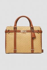 GUESS Beżowa torebka Emilee Luxury. Brązowe torebki klasyczne Guess, z aplikacjami, bez dodatków. W wyprzedaży za 469.99 zł.