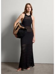 STEFANEL Sukienka w kolorze czarnym rozmiar: L. Czarne sukienki Stefanel, na co dzień, l, bez wzorów, bez kołnierzyka, bez ramiączek, maxi, proste. Za 260.99 zł.