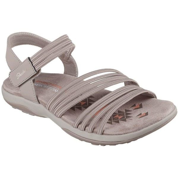 Sandały damskie Skechers Reggae Slim Coffee. Brązowe sandały Skechers, bez wzorów, z materiału, bez obcasa, bez zapięcia. Za 390.00 zł.
