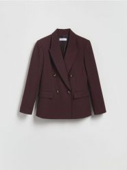 Dwurzędowa marynarka - burgundowy. Czerwone marynarki i żakiety Reserved, l, bez wzorów, z tkaniny. Za 229.99 zł.